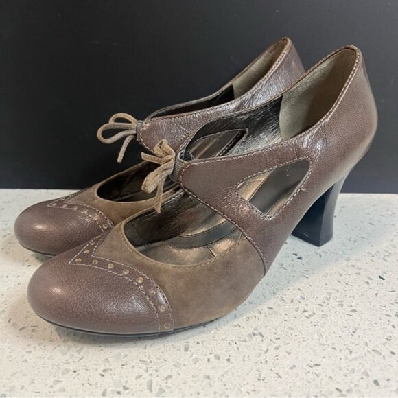 NATURALIZER N5 Comfort Annabelle Leather Suede Brown Pumps 3 Heels Slip On - Picture 1 of 11